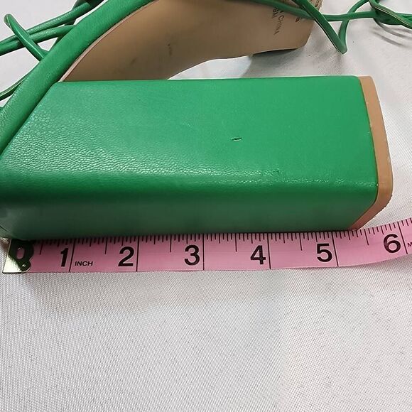 Steve Madden Manzie Green Lace Up Block Heel Squared Open Toe Heeled Sandals 9 - Picture 11 of 14